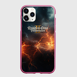 Чехол iPhone 11 Pro матовый Kingdom Come Deliverance 2 лого на небе, цвет: 3D-малиновый