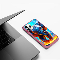 Чехол iPhone 11 Pro матовый Слон и искры под ногами, цвет: 3D-малиновый — фото 2