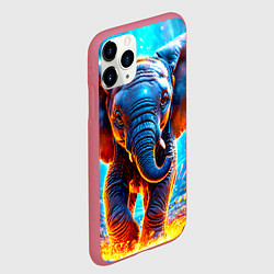 Чехол iPhone 11 Pro матовый Слон и искры под ногами, цвет: 3D-малиновый — фото 2