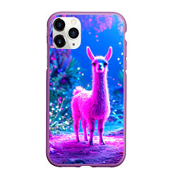 Чехол iPhone 11 Pro матовый Лама в розовом, цвет: 3D-фиолетовый