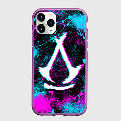 Чехол iPhone 11 Pro матовый Assassins creed shadows - neon color, цвет: 3D-фиолетовый