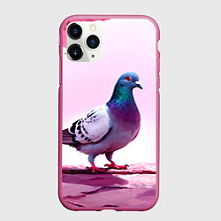 Чехол iPhone 11 Pro матовый Голубь в розовом, цвет: 3D-малиновый
