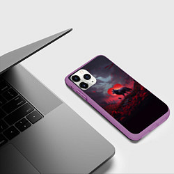 Чехол iPhone 11 Pro матовый Волчица на фоне сердца, цвет: 3D-фиолетовый — фото 2