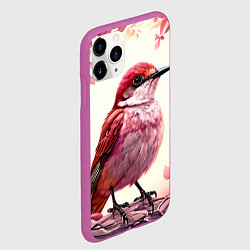 Чехол iPhone 11 Pro матовый Кукушка в розовых цветах, цвет: 3D-фиолетовый — фото 2