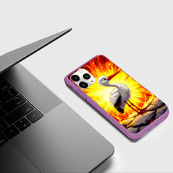 Чехол iPhone 11 Pro матовый Аист в огне, цвет: 3D-фиолетовый — фото 2