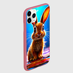 Чехол iPhone 11 Pro матовый Ушастый зайка, цвет: 3D-малиновый — фото 2