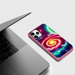 Чехол iPhone 11 Pro матовый Spiral galaxy - neon glow, цвет: 3D-малиновый — фото 2