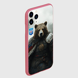 Чехол iPhone 11 Pro матовый Великан Руси медведь, цвет: 3D-малиновый — фото 2