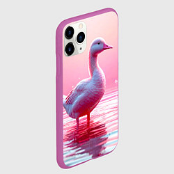 Чехол iPhone 11 Pro матовый Гусь на розовом озере, цвет: 3D-фиолетовый — фото 2