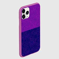 Чехол iPhone 11 Pro матовый Фиолетовый синий узор с абстрактными линиями, цвет: 3D-фиолетовый — фото 2