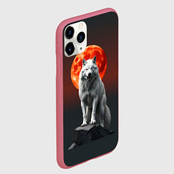 Чехол iPhone 11 Pro матовый Белый волк в ночи, цвет: 3D-малиновый — фото 2