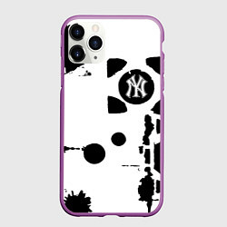 Чехол iPhone 11 Pro матовый New York yankees - baseball team pattern, цвет: 3D-фиолетовый