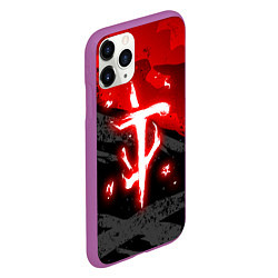 Чехол iPhone 11 Pro матовый Doom - neon red, цвет: 3D-фиолетовый — фото 2