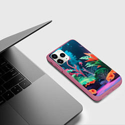 Чехол iPhone 11 Pro матовый Морские растения, цвет: 3D-малиновый — фото 2