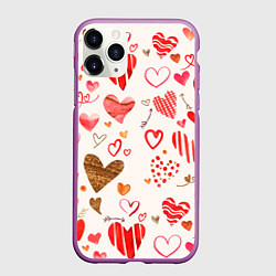 Чехол iPhone 11 Pro матовый Любовный паттерн, цвет: 3D-фиолетовый