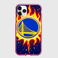 Чехол iPhone 11 Pro матовый Голден Стэйт Уорриорз в огне, цвет: 3D-малиновый