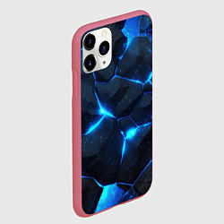 Чехол iPhone 11 Pro матовый Неоновый синий свет из плит, цвет: 3D-малиновый — фото 2