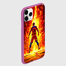 Чехол iPhone 11 Pro матовый Баскетболист номер 28 в огне, цвет: 3D-фиолетовый — фото 2