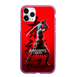 Чехол iPhone 11 Pro матовый Assassins Creed Shadows - Shinobi Naoe, цвет: 3D-фиолетовый