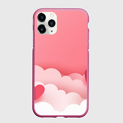 Чехол iPhone 11 Pro матовый Облака любви, цвет: 3D-малиновый