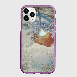 Чехол iPhone 11 Pro матовый Искрящийся мандарин на снегу, цвет: 3D-фиолетовый