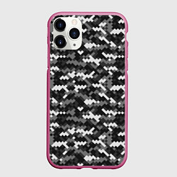 Чехол iPhone 11 Pro матовый Серая пиксельная текстура, цвет: 3D-малиновый