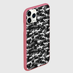 Чехол iPhone 11 Pro матовый Серая пиксельная текстура, цвет: 3D-малиновый — фото 2