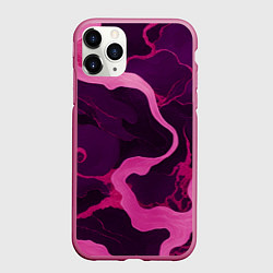 Чехол iPhone 11 Pro матовый Узоры фиолетового и розового цвета, цвет: 3D-малиновый