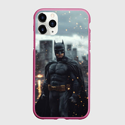 Чехол iPhone 11 Pro матовый Бэтмен в искрах, цвет: 3D-малиновый