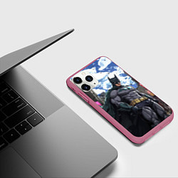 Чехол iPhone 11 Pro матовый Страж города Бэтмен, цвет: 3D-малиновый — фото 2