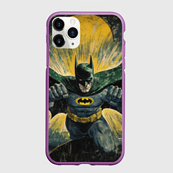 Чехол iPhone 11 Pro матовый Бэтмен с поднятыми кулаками, цвет: 3D-фиолетовый