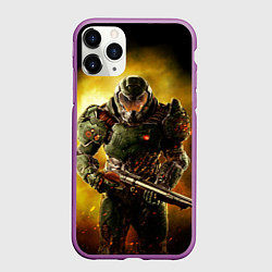 Чехол iPhone 11 Pro матовый Doom guy slayer, цвет: 3D-фиолетовый