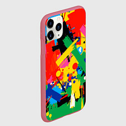 Чехол iPhone 11 Pro матовый Абстрактная графика, цвет: 3D-малиновый — фото 2