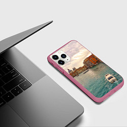 Чехол iPhone 11 Pro матовый Гранд-канал Венеции - городской пейзаж, цвет: 3D-малиновый — фото 2