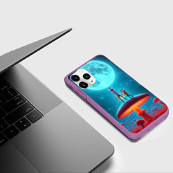 Чехол iPhone 11 Pro матовый Рик и Морти в стране неоновых гигантских грибов, цвет: 3D-фиолетовый — фото 2