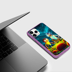 Чехол iPhone 11 Pro матовый Rick and Morty on the fly agaric planet, цвет: 3D-фиолетовый — фото 2