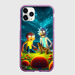 Чехол iPhone 11 Pro матовый Rick and Morty on the fly agaric planet, цвет: 3D-фиолетовый