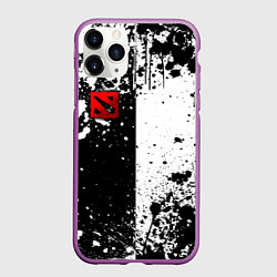 Чехол iPhone 11 Pro матовый Дота 2 - белые брызги, цвет: 3D-фиолетовый