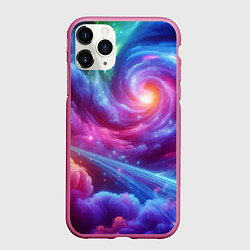 Чехол iPhone 11 Pro матовый Neon space fantasy, цвет: 3D-малиновый