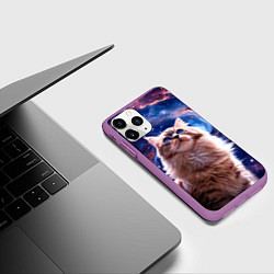 Чехол iPhone 11 Pro матовый Невская маскарадная кошка в космосе, цвет: 3D-фиолетовый — фото 2
