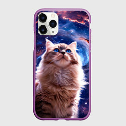 Чехол iPhone 11 Pro матовый Невская маскарадная кошка в космосе, цвет: 3D-фиолетовый