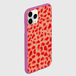 Чехол iPhone 11 Pro матовый Сердца любви, цвет: 3D-фиолетовый — фото 2