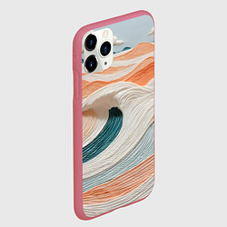 Чехол iPhone 11 Pro матовый Персиковые волны, цвет: 3D-малиновый — фото 2