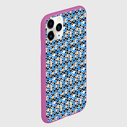 Чехол iPhone 11 Pro матовый Киберпанк шестиугольники синие, цвет: 3D-фиолетовый — фото 2