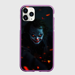 Чехол iPhone 11 Pro матовый Джокер в искрах, цвет: 3D-фиолетовый