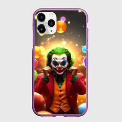 Чехол iPhone 11 Pro матовый Джокер в шариках, цвет: 3D-фиолетовый