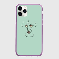 Чехол iPhone 11 Pro матовый Сквидвард Тентаклс гигачад мем, цвет: 3D-фиолетовый
