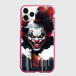 Чехол iPhone 11 Pro матовый Голова Джокера бело-черный стиль, цвет: 3D-малиновый
