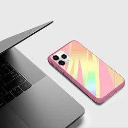 Чехол iPhone 11 Pro матовый Нежный розовый абстрактный, цвет: 3D-малиновый — фото 2