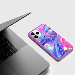 Чехол iPhone 11 Pro матовый Розовые блестки, цвет: 3D-фиолетовый — фото 2